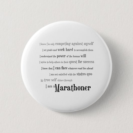 Ik ben een marathoner ronde button 5,7 cm (Voorkant)