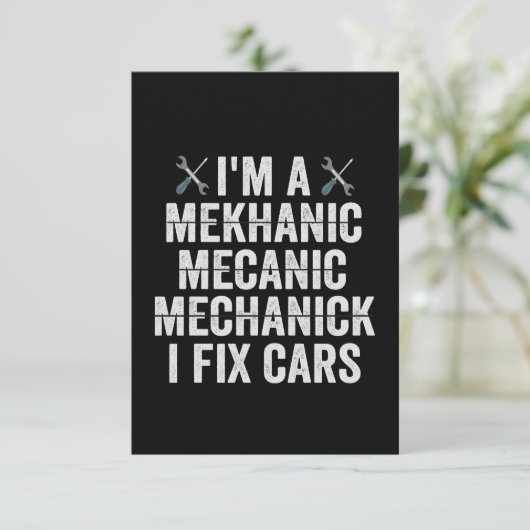 Ik ben een Mechanisch Mekanic I Fix Cars Funny Rep Bedankkaart (Staand voorkant)