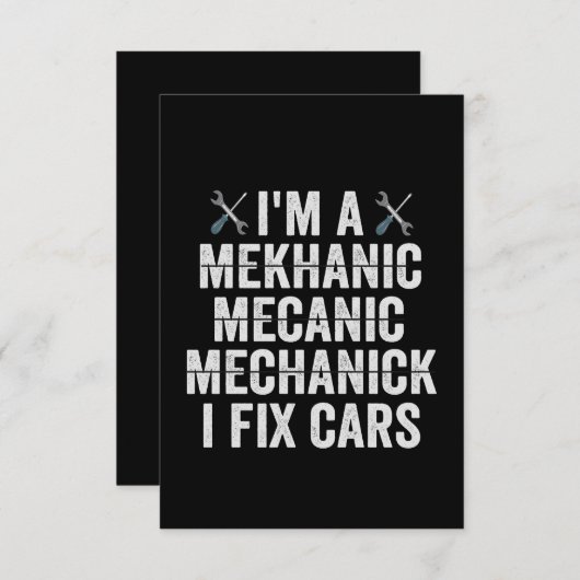 Ik ben een Mechanisch Mekanic I Fix Cars Funny Rep Bedankkaart (Voorkant / Achterkant)