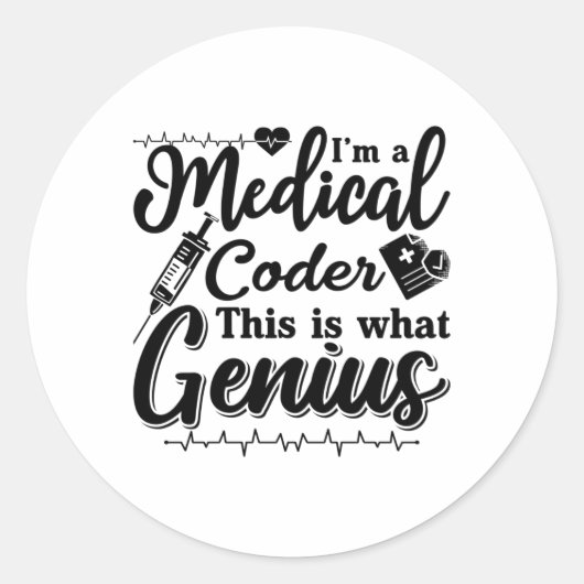 Ik ben een medisch coder, deze Genius Programmer C Ronde Sticker (Voorkant)