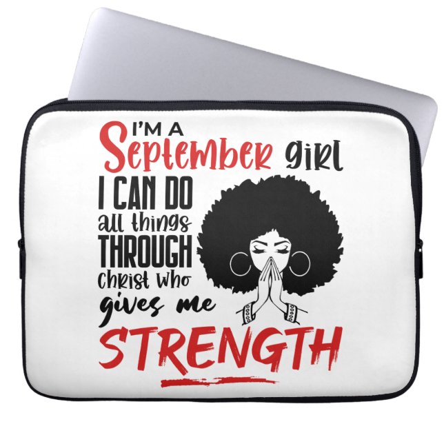 Ik ben een meisje uit september dat zwarte koningi laptop sleeve (Voorkant)