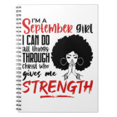 Ik ben een meisje uit september dat zwarte koningi notitieboek (Voorkant)