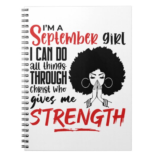 Ik ben een meisje uit september dat zwarte koningi notitieboek (Voorkant)