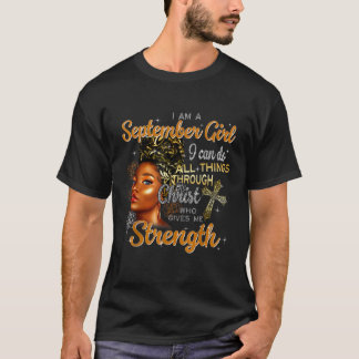 Ik ben een meisje uit september. Ik kan alles doen T-shirt