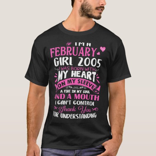 Ik ben een Meisje van februari 2005 18e verjaardag T-shirt (Voorkant)