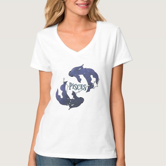 Ik ben een meisje van Pisces. Trendy Pisces Zodiac T-shirt (Voorkant)