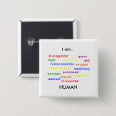 Ik ben een mens vierkante button 5,1 cm (Voorkant /achterkant)