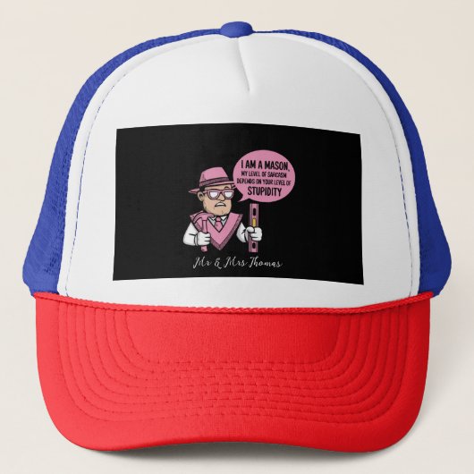 Ik ben een metselaar, mijn niveau van sarcasme han trucker pet (Voorkant)