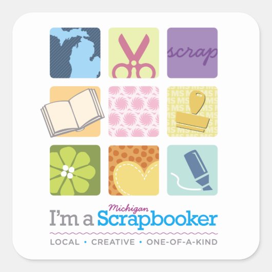Ik ben een Michigan Scrapbooker-pleistersticker Vierkante Sticker (Voorkant)