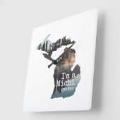 Ik ben een Michigander Lake Foto gevuld Silhouette Vierkante Klok (Hoek)