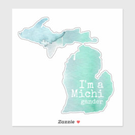 Ik ben een Michigander Waterverf Silhouette State Sticker