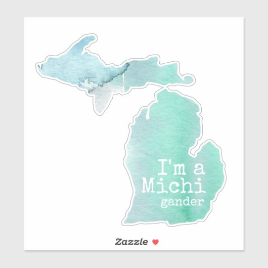 Ik ben een Michigander Waterverf Silhouette State Sticker (Vel)