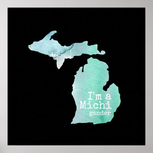 Ik ben een Michigander-Waterverf vol Silhouette Poster (Voorkant)
