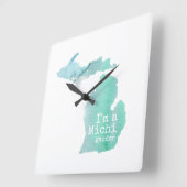 Ik ben een Michigander-Waterverf vol Silhouette Vierkante Klok (Hoek)