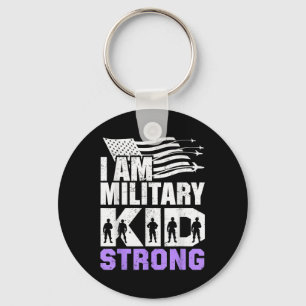 Ik ben een militair Kind sterk Paarse omhoog Kinde Sleutelhanger