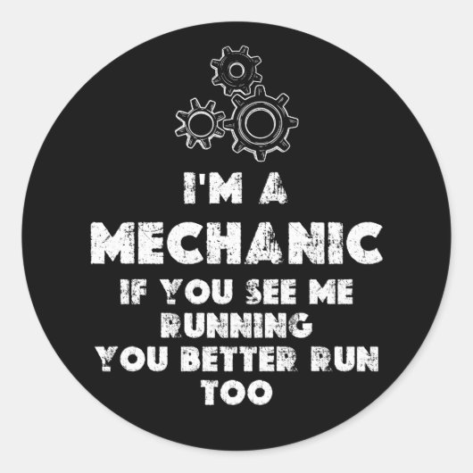 Ik ben een monteur grappig ronde sticker (Voorkant)