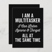 Ik ben een multitasker die ik kan luisteren, neger save the date (Voorkant / Achterkant)