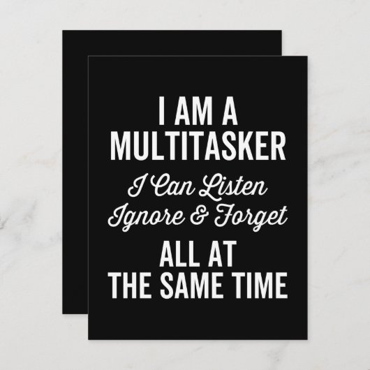 Ik ben een multitasker die ik kan luisteren, neger save the date (Voorkant / Achterkant)