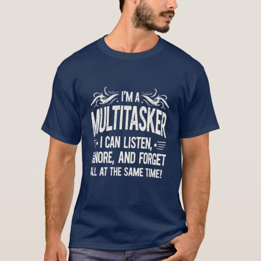 Ik ben een multitasker - Distressed Denim Blue Bol T-shirt (Voorkant)