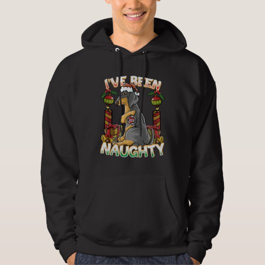 Ik ben een Naughty Dachshund Dog met Santa Claus H Hoodie (Voorkant)