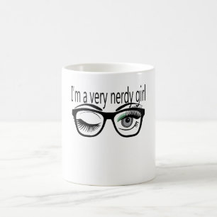 Ik ben een nerdy meisje met een groene oogschaduw koffiemok