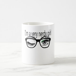 Ik ben een nerdy meisje met een groene oogschaduw koffiemok