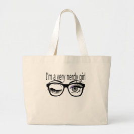 Ik ben een nerdy meisje met Paarse oogschaduw Grote Tote Bag