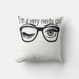 Ik ben een nerdy meisje met Paarse oogschaduw Kussen