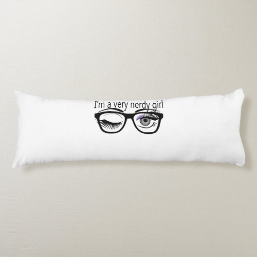 Ik ben een nerdy meisje met Paarse oogschaduw Lichaamskussen (Voorkant)