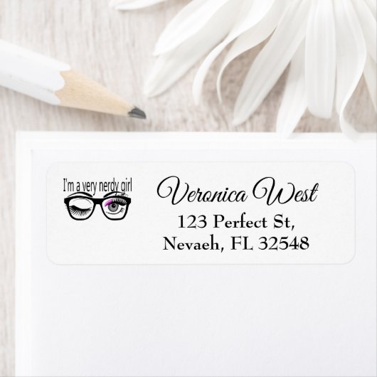 Ik ben een nerdy meisje met roze oogschaduw etiket (Insitu)