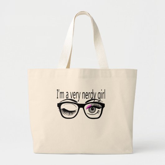 Ik ben een nerdy meisje met roze oogschaduw grote tote bag (Voorkant)