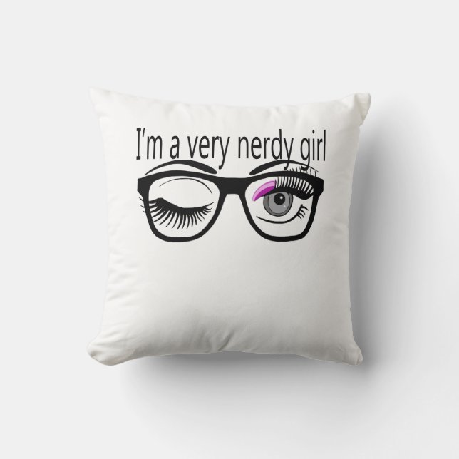 Ik ben een nerdy meisje met roze oogschaduw kussen (Voorkant)