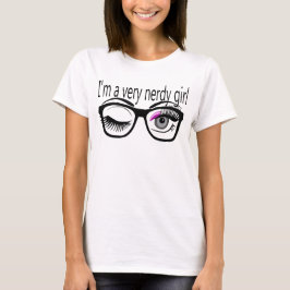 Ik ben een nerdy meisje met roze oogschaduw t-shirt