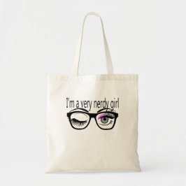 Ik ben een nerdy meisje met roze oogschaduw tote bag