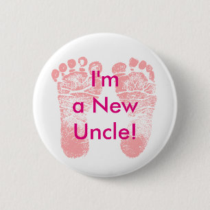 Ik ben een nieuwe oom! Baby Girl Feet Button