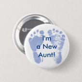 Ik ben een nieuwe tante. Baby Boy Feet Button (Voorkant /achterkant)