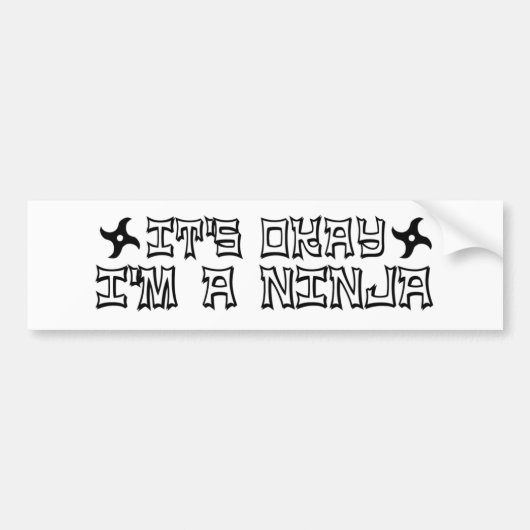 Ik ben een Ninja. Bumpersticker (Voorkant)