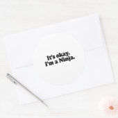 IK BEN EEN NINJA. RONDE STICKER (Envelop)