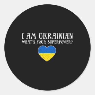 Ik ben een Oekraïens shirt, ik sta met Oekraine vr Ronde Sticker