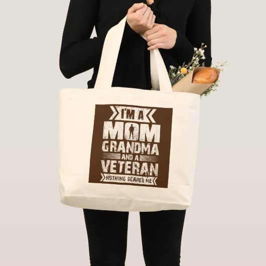 Ik ben een oma van mama en een veteraan niets grote tote bag (Voorkant (product))