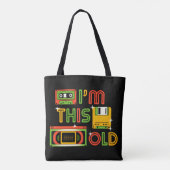 Ik ben een oude reto-tech tote bag (Achterkant)