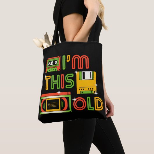 Ik ben een oude reto-tech tote bag (Dichtbij)