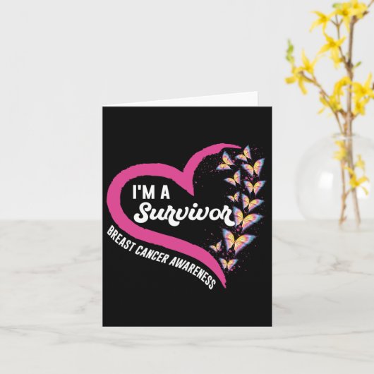 Ik ben een overlevende borstkankerinformant roze b kaart (Gele Bloem)