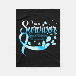 Ik ben een overlevende diabetes Awareness Butterfl Fleece Deken