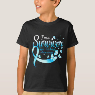Ik ben een overlevende diabetes Awareness Butterfl T-shirt