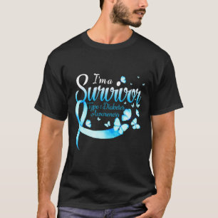 Ik ben een overlevende diabetes Awareness Butterfl T-shirt
