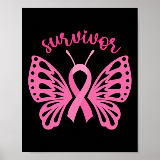 Ik ben een overlevende Dragonfly Borstkanker Bewus Poster (Voorkant)