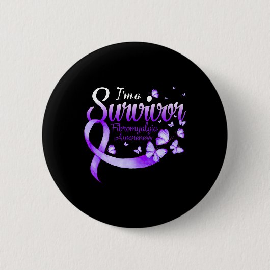 Ik ben een overlevende Fibromyalgie Bewustzijn Vli Ronde Button 5,7 Cm (Voorkant)