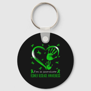 Ik ben een overlevende Hart Groene lint Met handen Sleutelhanger