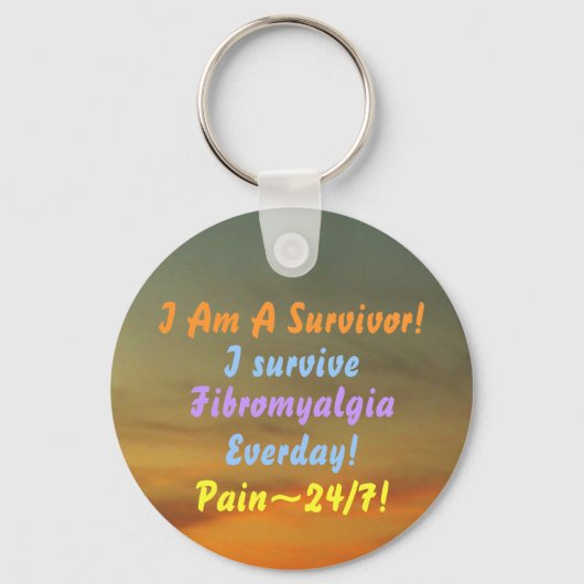 Ik ben een overlevende... ik overleef, fibromyalgi sleutelhanger (Voorkant)